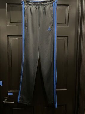 adidas Black Sweatpants with Blue Side Stripes
